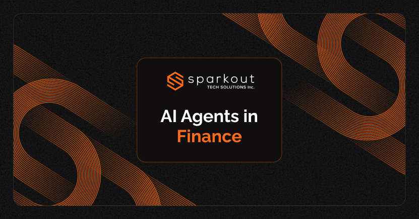 Visual showing AI agents transforming the finance sector with automation, fraud detection, and personalized services in 2025.