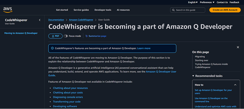 Amazon CodeWhisper using AI for Web Development to generate code suggestions, boost productivity, and speed deployment.