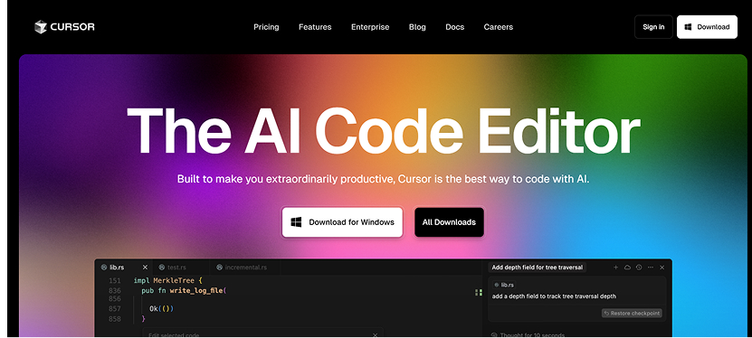 Cursor editor powered by AI for Web Development, enhancing coding efficiency with real-time suggestions and automation.