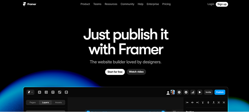 Framer AI for Web Development enabling rapid website creation with automated design, layout generation, and coding.