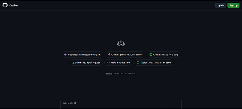GitHub Copilot using AI for Web Development to assist developers with faster coding, automation, and smart suggestions.