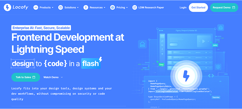 Locofy applying AI for Web Development to turn design prototypes into clean, production-ready front-end code quickly.