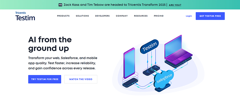Testim.io leveraging AI for Web Development to automate software testing, improve accuracy, and accelerate releases.