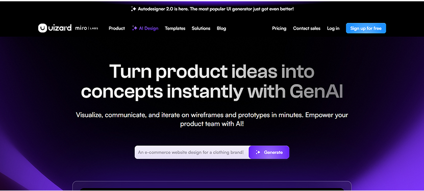 Uizard utilizing AI for Web Development to transform design mockups into functional code with speed and accuracy.