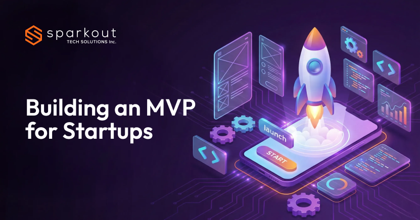 Comprehensive guide to building an MVP for startups with a clear minimum viable product strategy. The visual represents lean validation, rapid prototyping, user feedback loops, and scalable foundations for long-term product growth