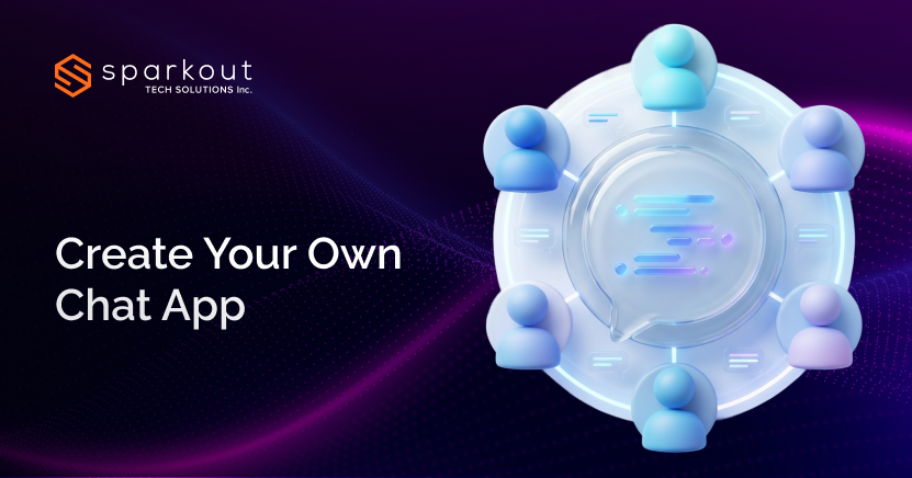 Create Your Own Chat App guide showing messaging growth, features, architecture, and development process overview