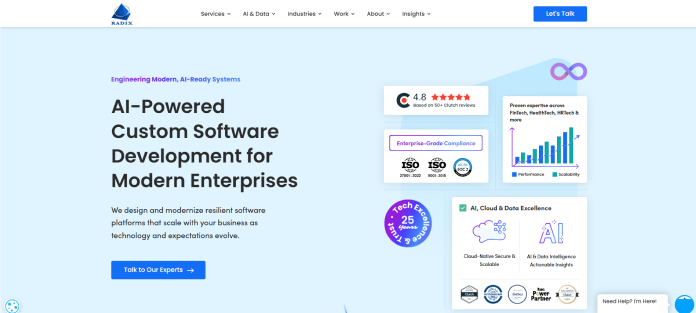 Company logo or brand banner representing Radixweb and its custom software development and IT consulting services