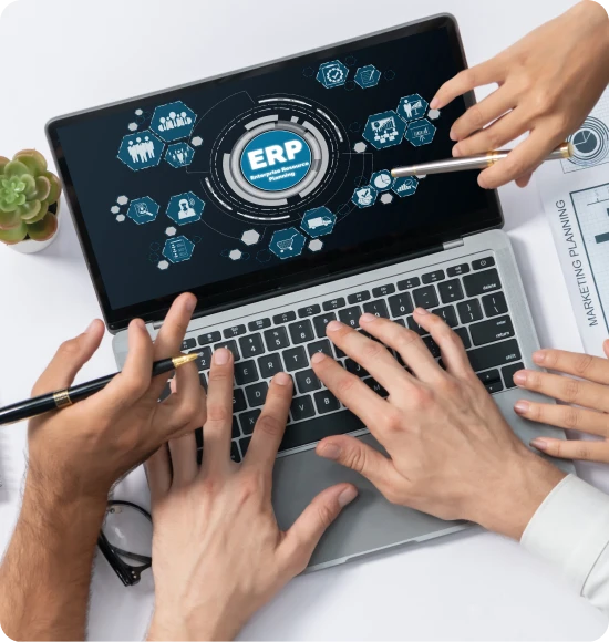 ERP systems working across connected business departments