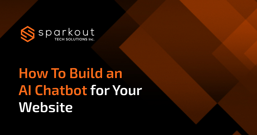 Illustration showing the process and tools on how to build an AI chatbot for your website, featuring chatbot architecture, website integration, and automation flow.