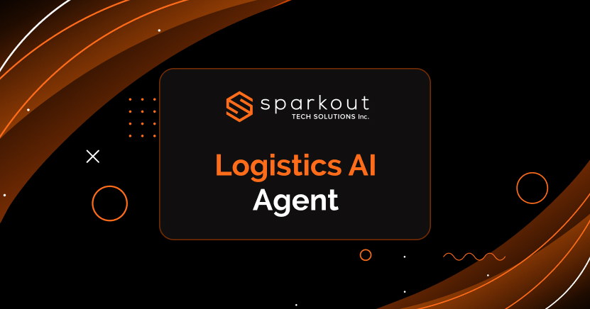 Illustration of a Logistics AI Agent automating supply chain operations with AI, IoT, and blockchain for improved transparency, sustainability, and cost efficiency.