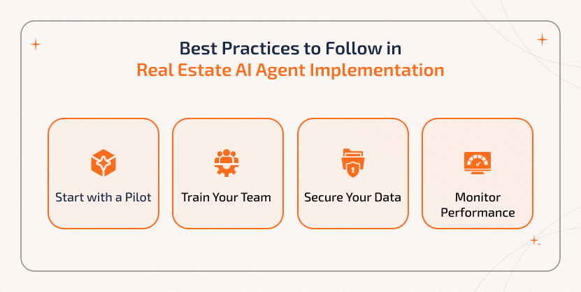 4 Essential Best Practices for Implementing Real Estate AI Agents Successfully Real estate AI agent implementation best practices: pilot programs, team training, data security, and performance monitoring