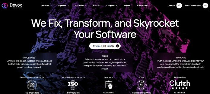 Company logo or brand banner representing Devox Software and its custom software development services