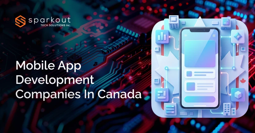 Infographic listing the top 10 mobile app development companies in Canada for 2026