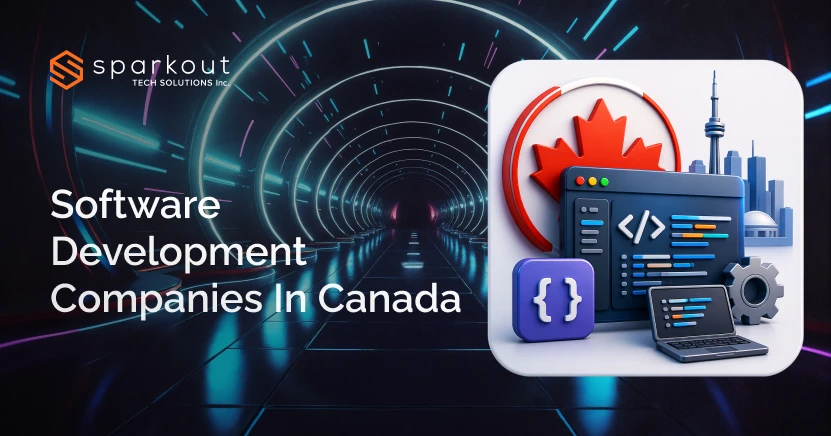 Infographic listing the top 10 software development companies in Canada known for innovation and scalable solutions