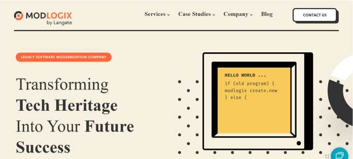 Company logo or brand banner representing ModLogix and its application modernization and cloud transformation services